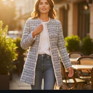 Women's Blue Tweed Coat